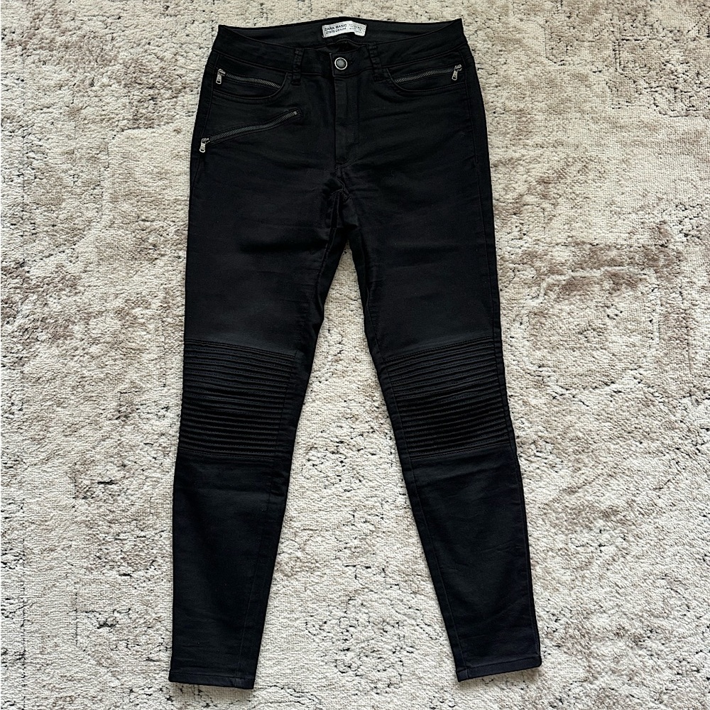 Zara Skinny Stretch Biker Moto Jeans
